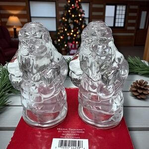 Gorham Holiday Traditions Santa Salt‎ & Pepper Shakers Clear Crystal Germany